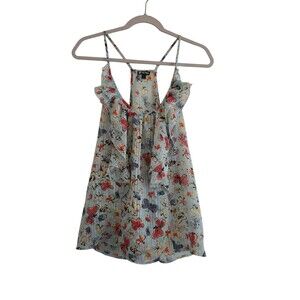 Lily White Butterfly Tank Top Sheer Size Medium